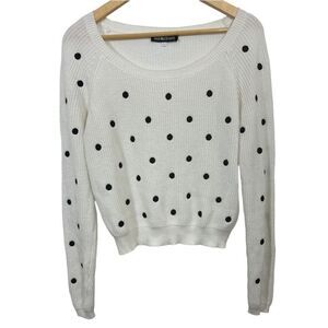 JACK MEETS KATE Women’s Polka Dot Cropped Long Sleeve Sweater White/Black S/M